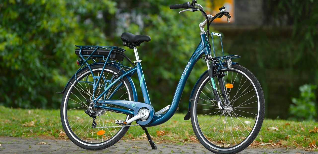 Bici elettriche da city Brinke in ambiente boschivo, perfette per muoversi in città